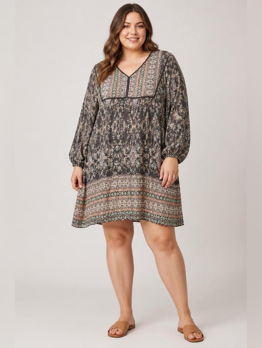 Fever Black Multi Boho Midi Dress